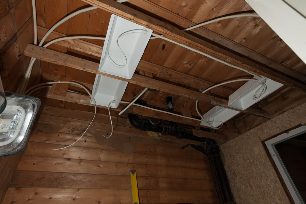 Ceiling prepared for downlights Ceiling prepared for downlights