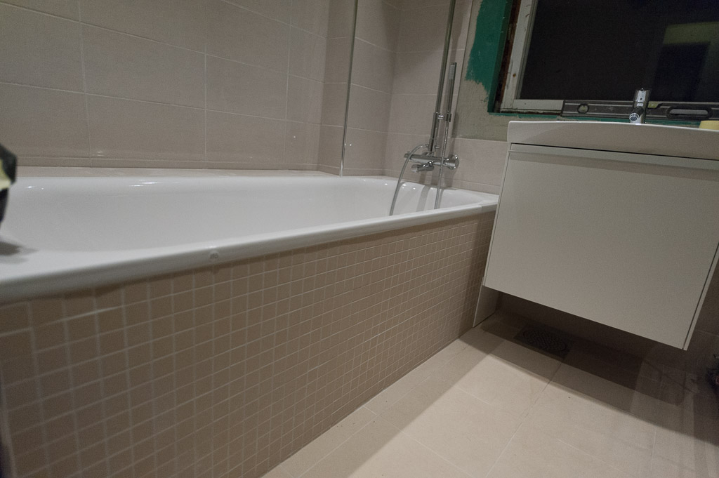 Bath tiles grouted