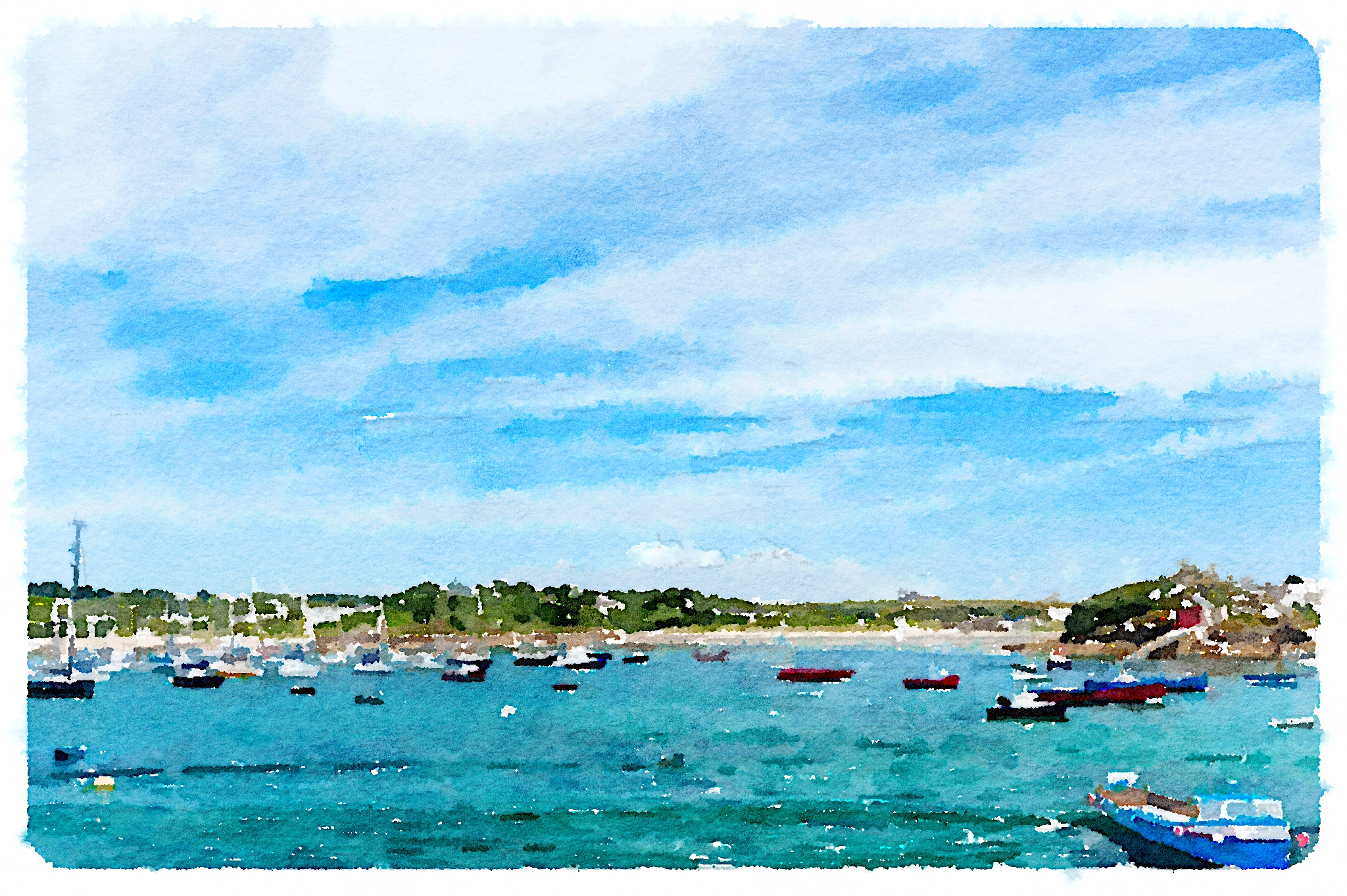 Boats in the bay - view from the quay - St. Marys