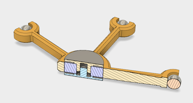 Section through the spinner showing bearing and caps from Fusion 360 Section through the spinner showing bearing and caps from Fusion 360