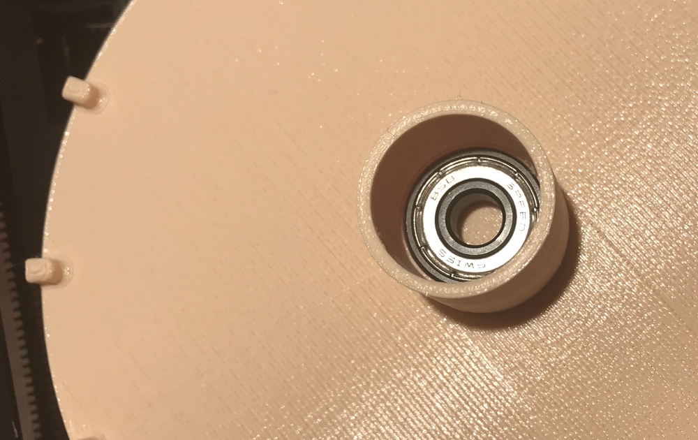 The top with the bearing pushed into place The top with the bearing pushed into place